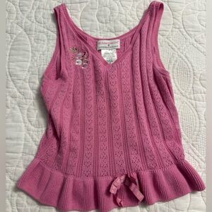 LoveShackFancy X AG collab Pink Ruffled Knit Top& Cardigan and skirt